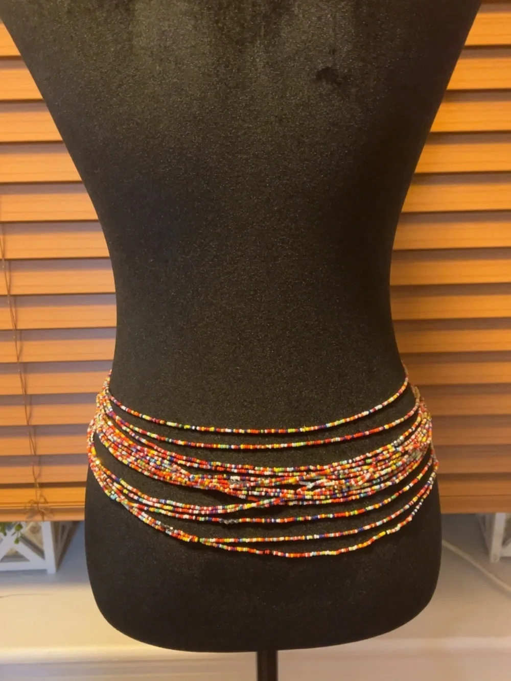 Handmade Beaded Belly Chain, Multicolor Elastic Waist Beads, Layered Boho Body
